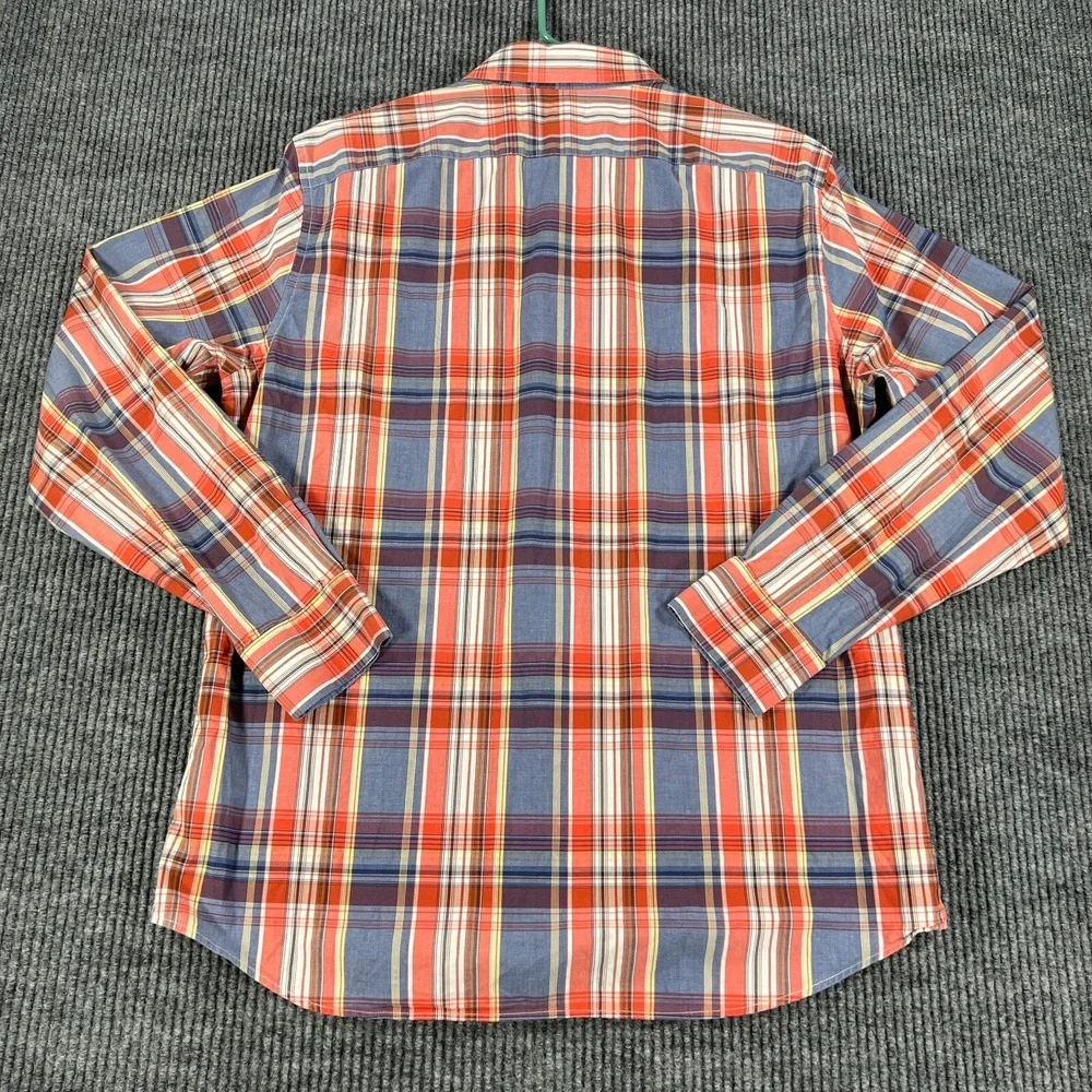Banana Republic Mens Shirt Large Orange Plaid Long Sleeve Button Down Casual